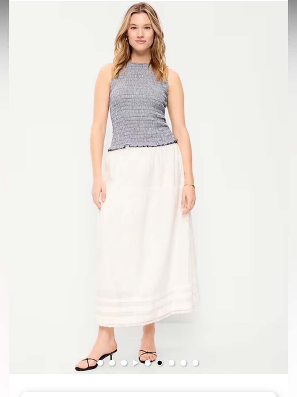 NWT Old Navy Women’s Cream Maxi Skirt - 100% cotton, lined, elastic waist